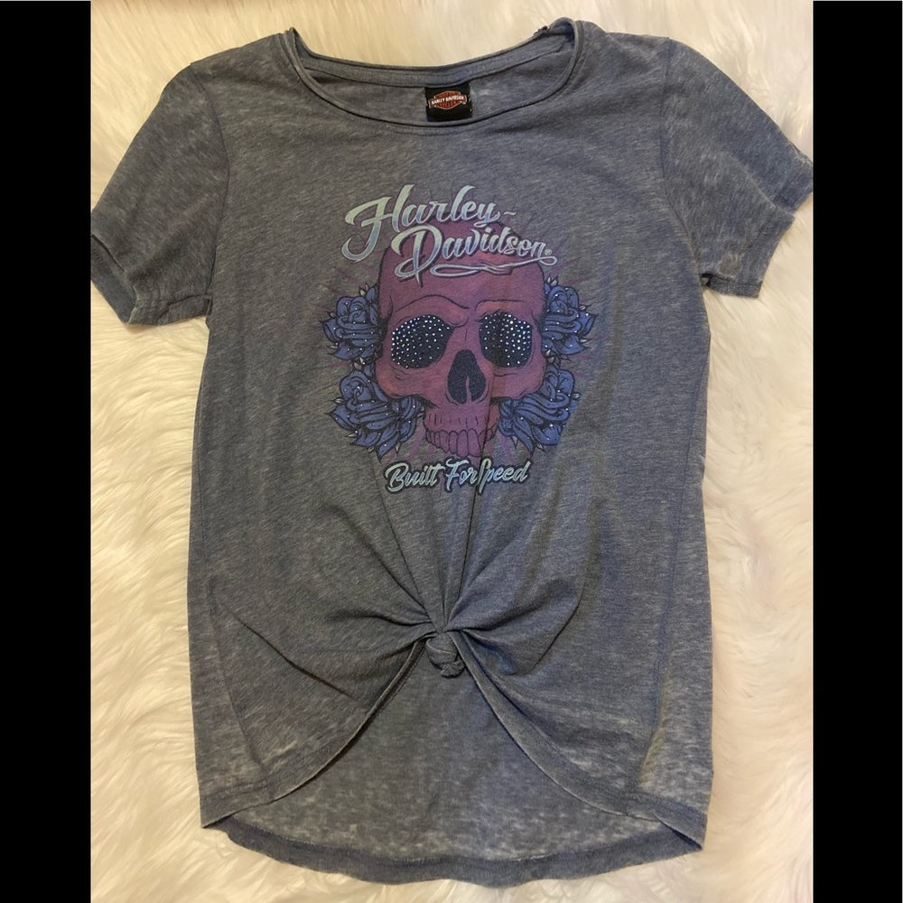 Harley Davidson washed skull bling tee- Medium